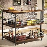 Tribesigns L-förmige Bartisch, 3 Tier Liquor Bistrotisch mit Regal...