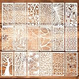 18 Stück Blätter Textur Schablonen Set,Wiederverwendbar Malschablonen...
