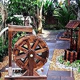 Vintage Rustikaler Holzbrunnen mit Wasserrad – Dekorativer...