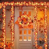 8 Stück Thanksgiving-Dekorationen, beleuchtete Herbstgirlande, 3 m, 20...