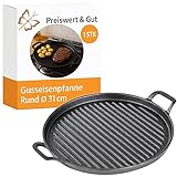 Preiswert&Gut Gusseisenplatte rund Ø 31 cm – massive 2,9kg Grillplatte...