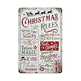 Metall-Blechschild 'Christmas Rules', humorvoll, festliche Wanddekoration...