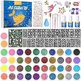 Bledras Glitzer Tattoo Set Kinder, 42 Farben Temporary Glitter Tattoos, 210...