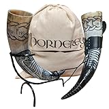 Trinkhorn Set Floki's Horn mit Ständer und Gürtelhalter, 500 ml, Wikinger...