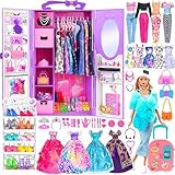 107pcs 11.5 Zoll Mädchen Puppe mit Kleidung Zubehör und Schrank, Gepäck,...