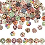 Nogeqi 100 Stück Bunte Holzknöpfe Kinder 15 mm Bunt Knöpfe zum Annähen...