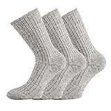 FussFreunde 3 Paar Schafwolle Socken 100% Wolle Norweger 43/46 grau
