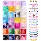 DIYDEC 1680 Stück 28 Farben Runde Bunte Perlen, 6mm Bunt Bastelperlen...