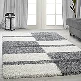 Carpetsale24 Teppich Wohnzimmer Moderne Kariert Design Shaggy Flokati 120 x...