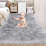 Ultraweicher Kunstfell-Teppich, zotteliger Wollteppich für Wohnzimmer und...