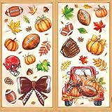 FYSUIMU 9 Bögen Herbst-Fußball-Fensteraufkleber, Kürbis, Rugby,...