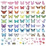 100 Stück Temporäre Tattoos Schmetterling, Bunte Kleine Schmetterlings...