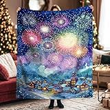 Feuerwerk-Überwurfdecke, festliche, fantasievolle Schneehäuser,...