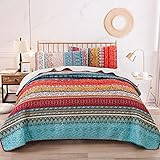 WONGS BEDDING Tagesdecke 220x240 Bettüberwurf Boho Decke Steppdecke 3...