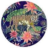 EZIOLY Acryl-Wanduhr, Motiv: Walking Tiger, 25,4 cm, leise, nicht tickend,...