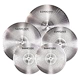 SONICAKE Cymbal Set mit geringer Lautstärke 14' HiHat+16' Crash+18'...