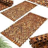 Deuba 2X Badvorleger Badematte Badvorleger Holz 80 x 50 cm...