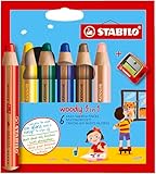 STABILO - Buntstift, Wasserfarbe & Wachsmalkreide - woody 3 in 1-6er Pack...