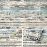 Arthome Klebefolie Rustikales Holzoptik Selbstklebende Tapete,44cmx3m Blau...