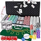 Retoo Pokerkoffer Set 500 Chips im Aluminiumkoffer – Komplettes Pokerset...