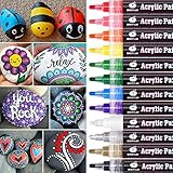 wonsar Acrylstifte Marker Stifte, 12 Farben Wasserfest Acrylstifte für...