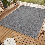 SIMPEX Outdoor Teppich, Berber Design, Teppich Grau, 200 x 290 cm, Teppich...