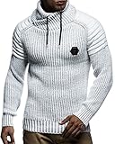 Leif Nelson Herren Strickpullover Grau mit Schalkragen/Hochwertiger...