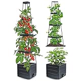 SOONHUA Hochbeet Pflanzkasten mit Rankgitter, 2 Stück, höhenverstellbar,...