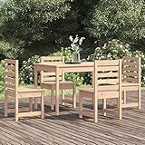 Kangqiling3154683 Esstisch-Set für den Garten, 5-teilig, aus massivem...
