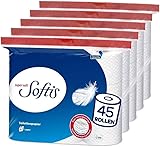 Softis 4-lagiges Toilettenpapier | 45 Rollen-Packung (5 x 9...