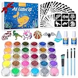 Bledras Glitzer Tattoo Set Kinder, 30 Farben Glitzertattoos für Kinder,...