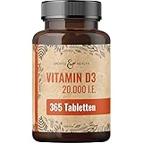 Vitamin D3 Hochdosiert 20000 Depot - 365 Vitamin D3 Tabletten -...