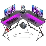 SEVEN WARRIOR Gaming Tisch, Schreibtisch mit LED & Steckdosen,...