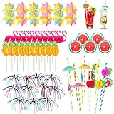 Cocktail Deko, 80 Stück Wiederverwendbar Cocktail Schirmchen, Feuerwerk...