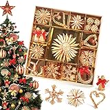 Bluelves Strohsterne Christbaumschmuck, 43pcs Strohsterne Set,...