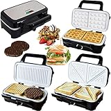 Syntrox Germany 3 in 1 Keramik Multi Sandwichmaker + Waffeleisen +...