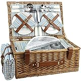 HappyPicnic Wicker Picknickkorb für 4 Personen, Willow Storage Hamper...