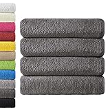 NatureMark 4er Pack Duschtücher, Größe 70x140cm, Anthrazit Grau, 100%...