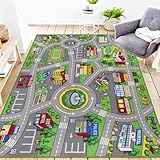 Capslpad Autoteppich Kinder 150x200cm rutschfest Kinderteppich Stadtplan...