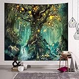 Zodight Baum des Lebens Wandteppich, Wandbehang Wandtuch Wasserfälle mit...