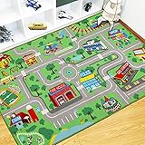 Capslpad Kinder Teppiche Spielteppich für Kinder Stadt 160x100cm...