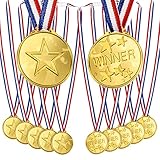 OWill 12 Stücke Set Gold Kunststoff Medaillen Kinder, Sportauszeichnung,...