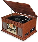Plattenspieler, Retro Holz Hi-Fi Music Center mit Fernbedienung, CD &...