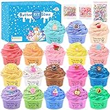 18 Pack Super Soft Fluffy Butter Slime Kit, mit Süßigkeiten, EIS, Obst,...