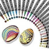 Metallic Markers Stifte, 24 Farben Acrylstifte für Steine Wasserfest,...