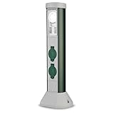 REV Gartensteckdose GreenCraft - 2-Fach Steckdosensäule mit Zeitschaltuhr,...