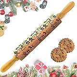 Weihnachtliches Nudelholz mit Prägung, FURNSII Weihnachts Teigroller aus...