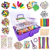 LINAYE DIY Bastelbedarf für Kinder 3500+Pcs Bastelset in Faltbare...