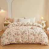 LYJKLST Bettwäsche 200x220 3teilig Bettbezug Blumenmuster -...