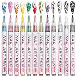 Owelth 12 Farben 3D Nagellack Stift Set, Nagelkunststift DIY Linie...